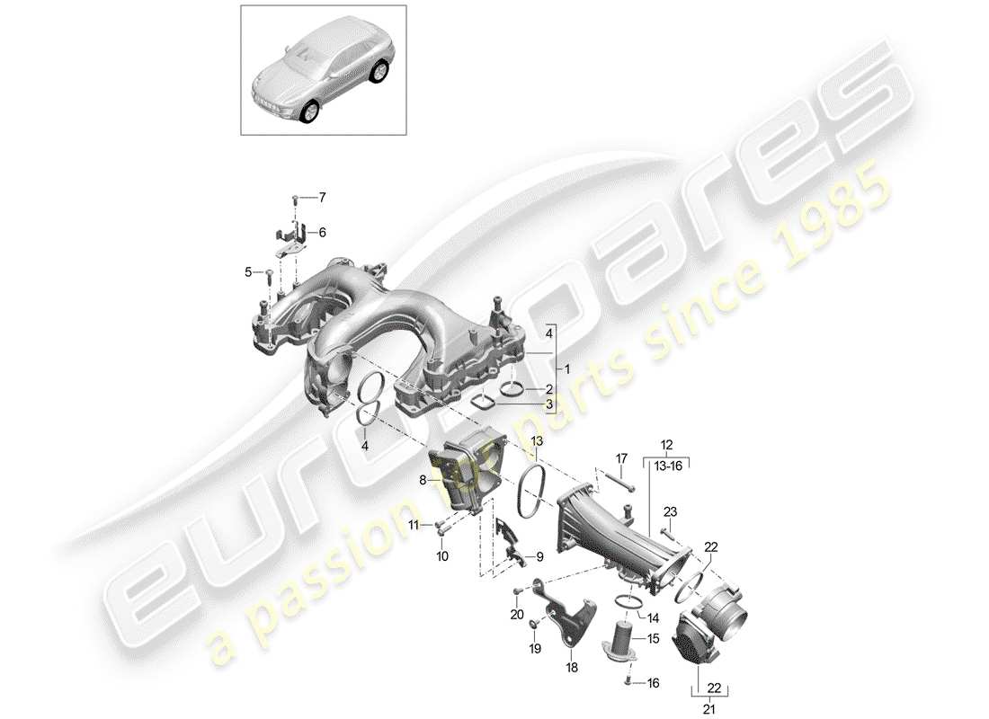 porsche 2018 (macan) intake manifold parts diagram