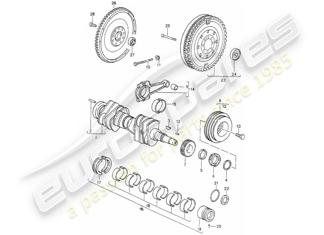 porsche 1995 (993) crankshaft part diagram