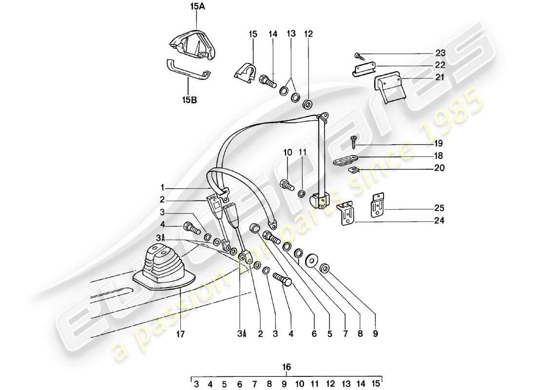 porsche 1979 (911) seat belt part diagram