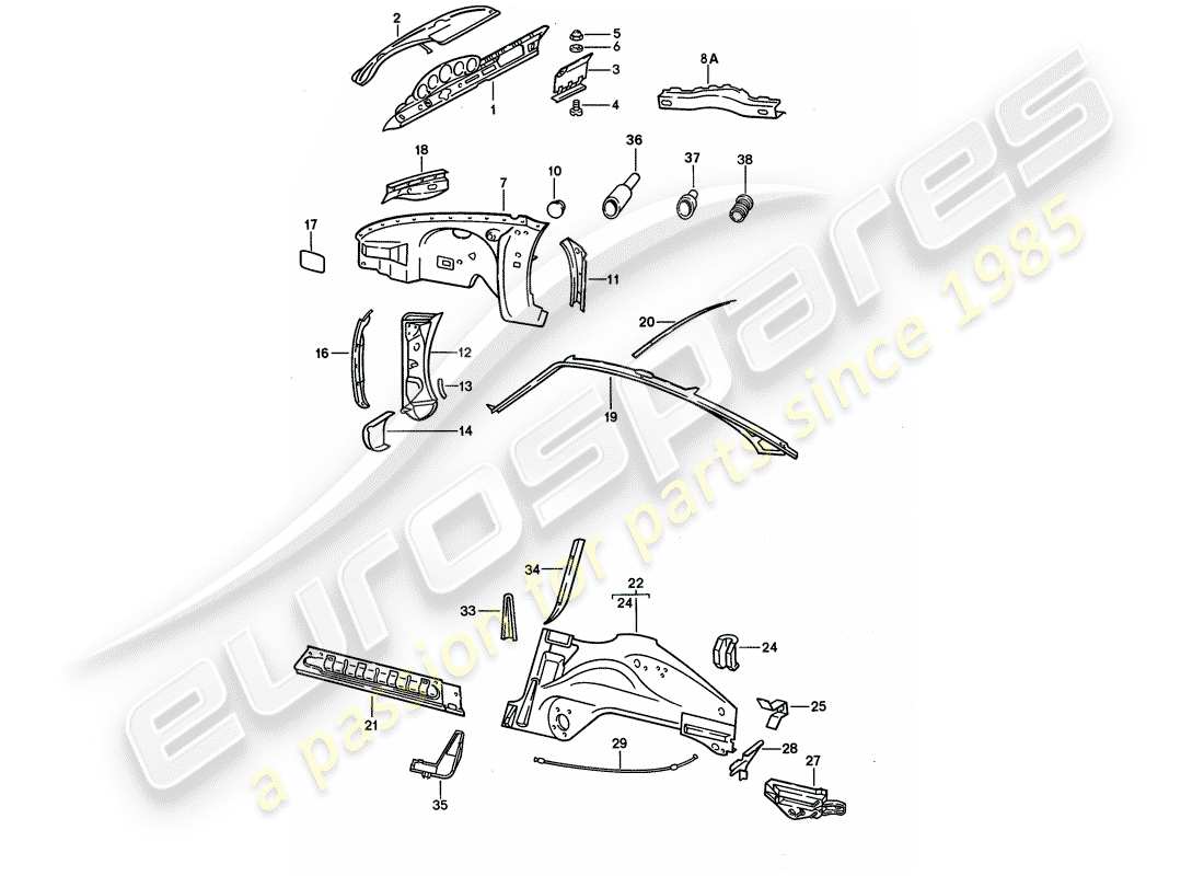 porsche 1989 (911) inner panel part diagram
