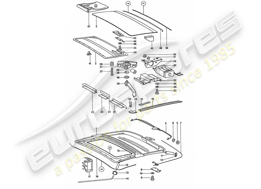 porsche 1975 (911 turbo) sliding/tilting roof - electric part diagram