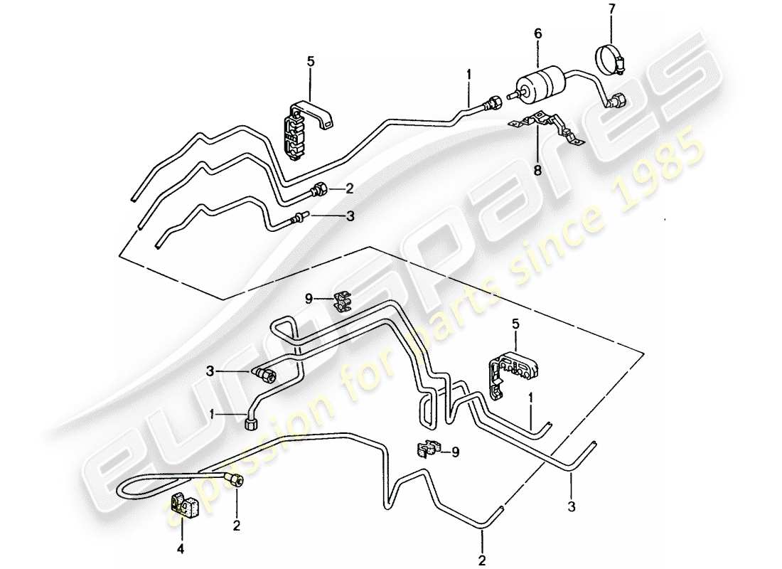 porsche 2003 (996) fuel line - fuel supply system parts diagram