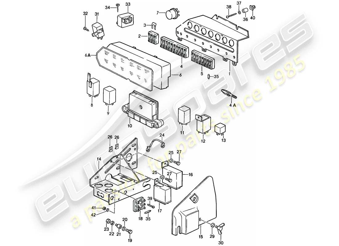 porsche 1989 (911) control units - relay - fuse box part diagram