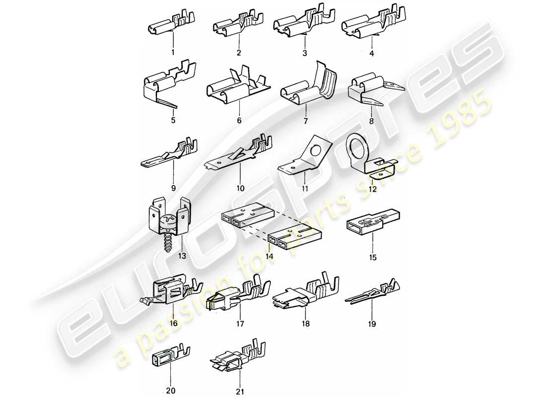 porsche 1980 (911) male blade terminal - push-on connector part diagram