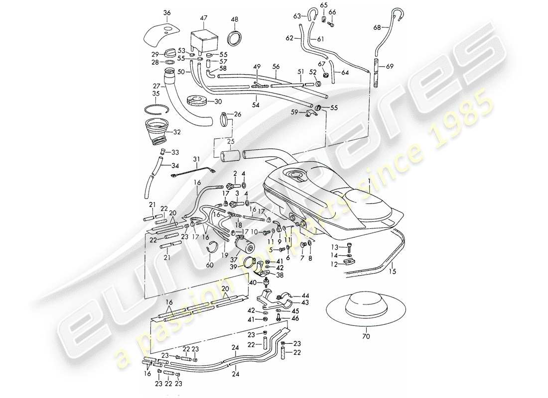 porsche 1969 (911/912) fuel system part diagram