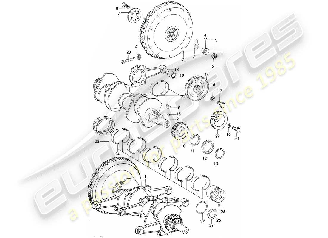 porsche 1969 (911/912) crankshaft - and - connecting rods part diagram