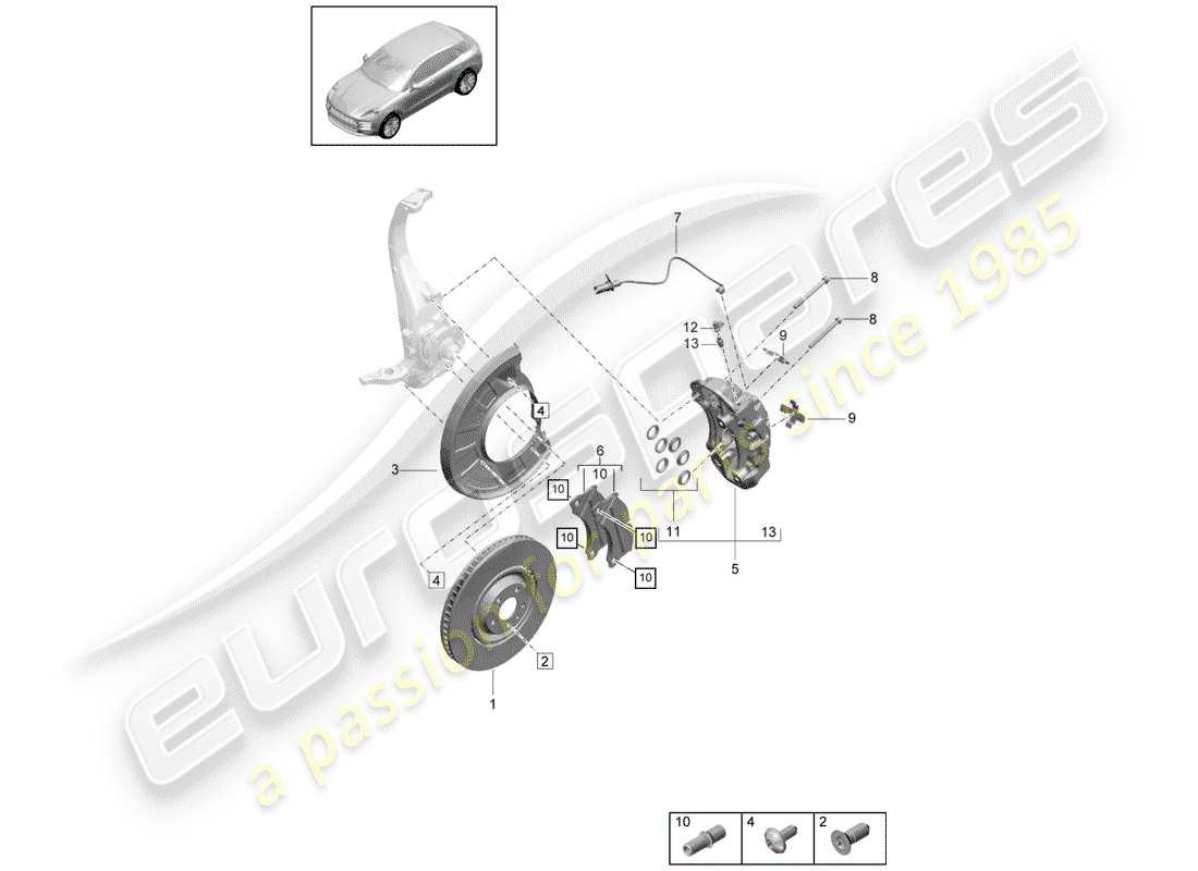 porsche 2020 (macan) disc brakes parts diagram