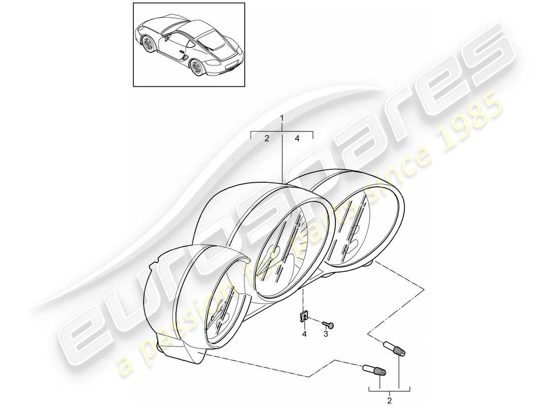 porsche 2012 (987 cayman) instruments part diagram