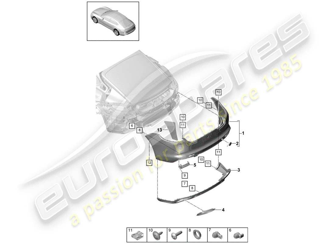 porsche 2017 (panamera 971-1) bumper part diagram