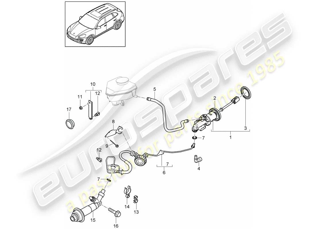 porsche 2011 (cayenne e2 92a) hydraulic clutch part diagram