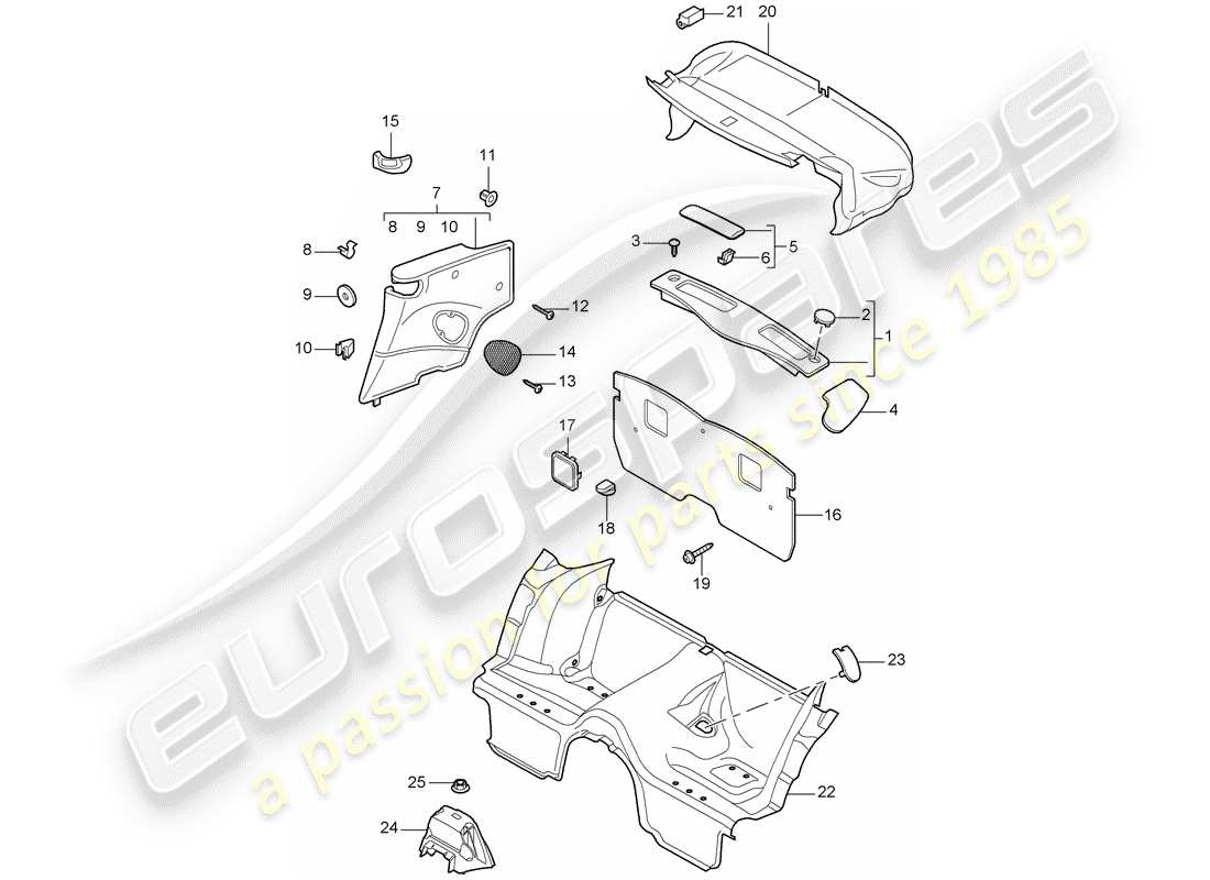 porsche 2012 (997-2 turbo / gt2 rs) trims part diagram