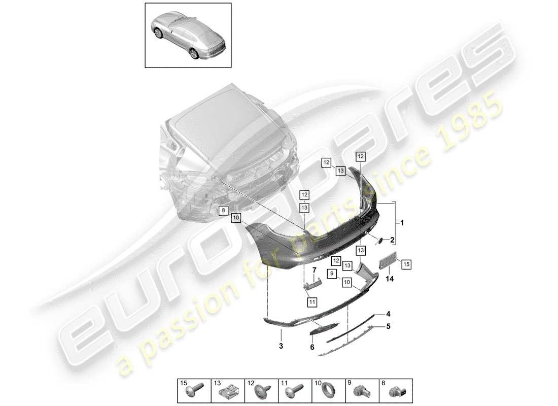 porsche 2017 (panamera 971-1) bumper part diagram