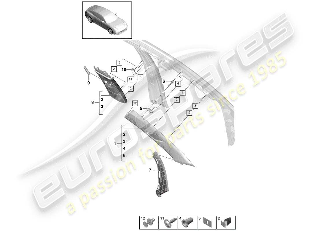 porsche 2017 (panamera 971-1) lining part diagram