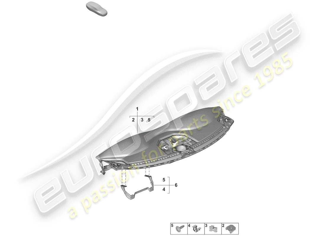 porsche 2020 (992-1) dash panel trim parts diagram