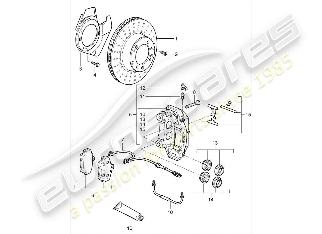 porsche cayman 987 (2010) disc brakes part diagram