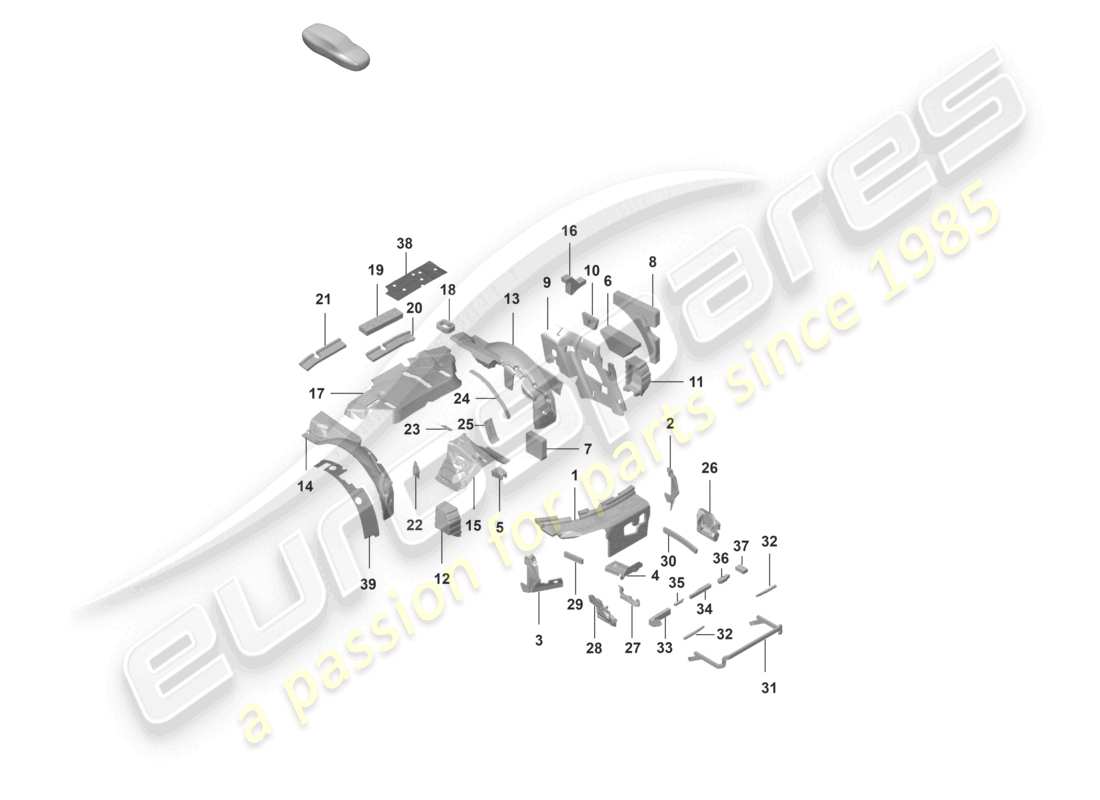 porsche 2019 (992-1) sound absorber damping body parts diagram