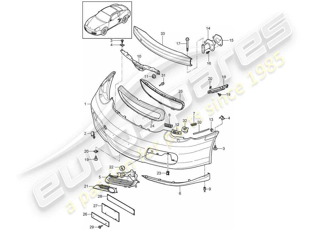 porsche 2009 (987 cayman) bumper parts diagram
