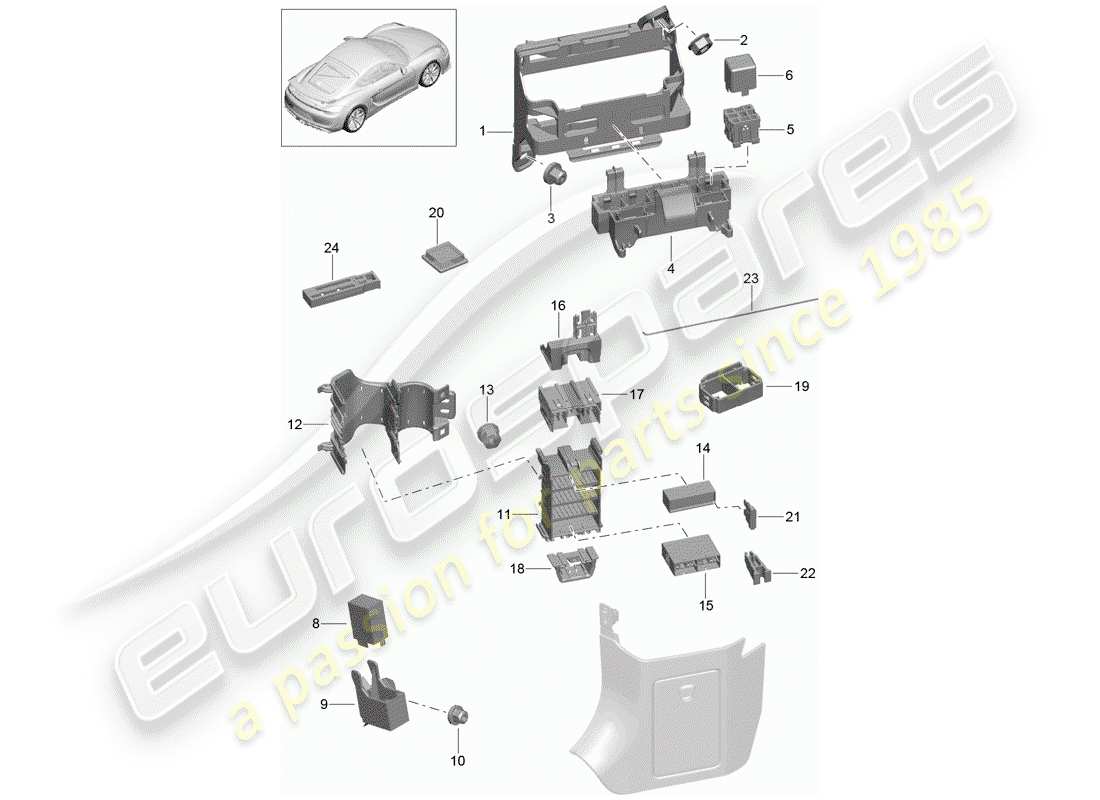 porsche 2016 (981 cayman gt4) fuse box/relay plate part diagram