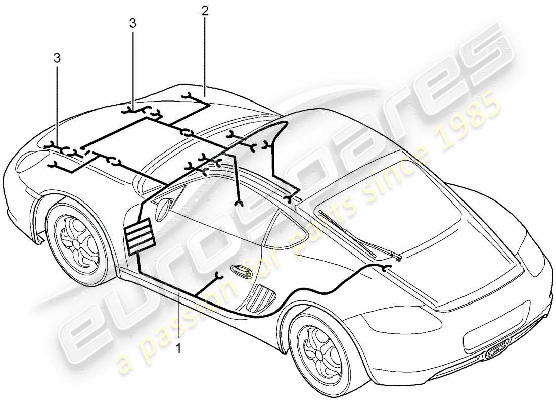 porsche 2012 (987 cayman) wiring harnesses part diagram