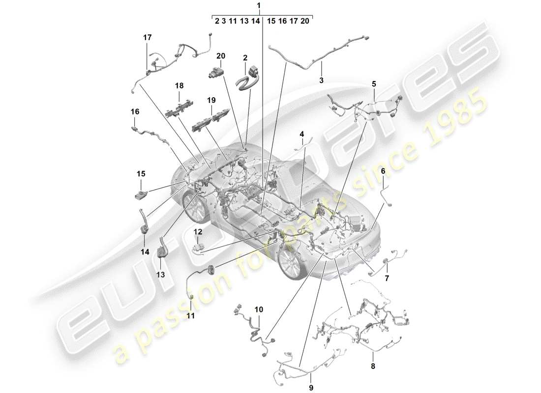 porsche 2019 (718 boxster spyder) wiring harnesses part diagram