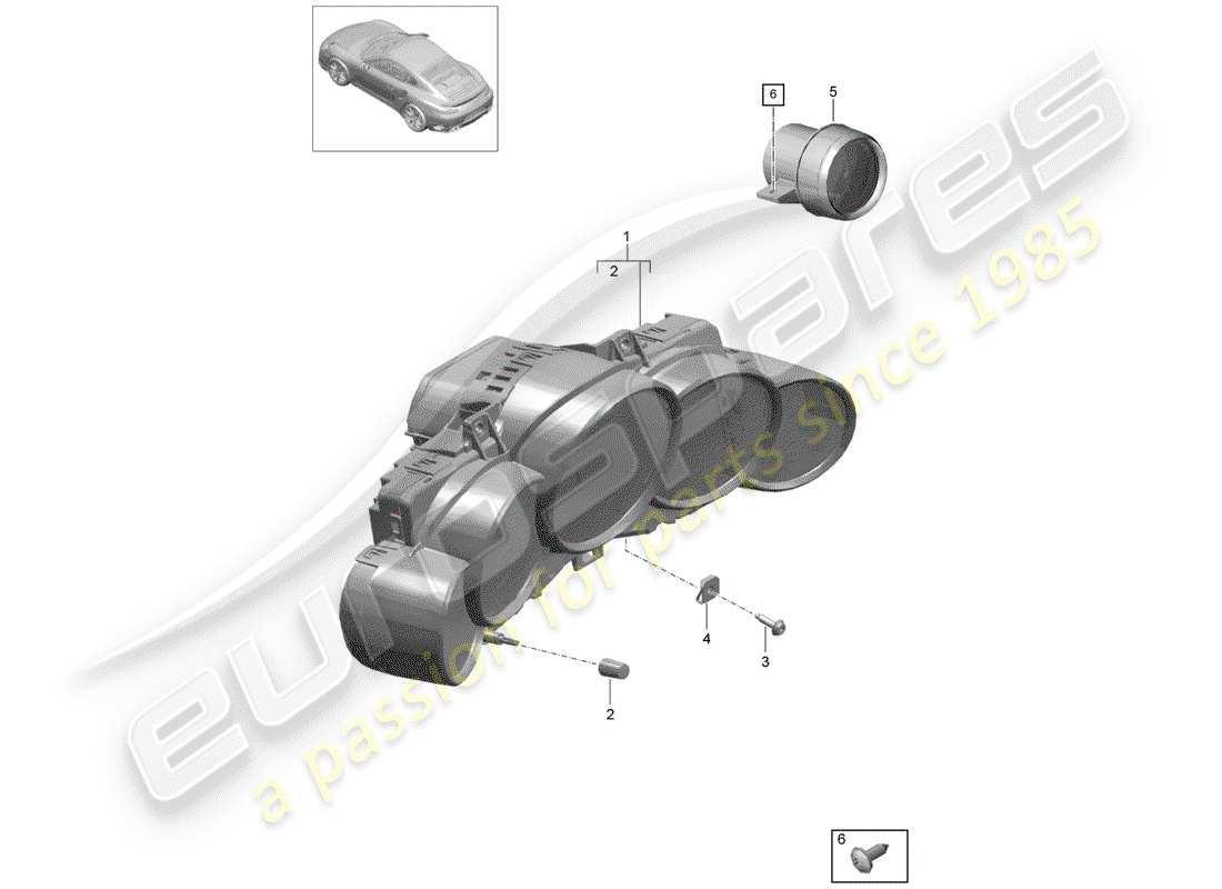 porsche 991 turbo (2020) instrument cluster parts diagram