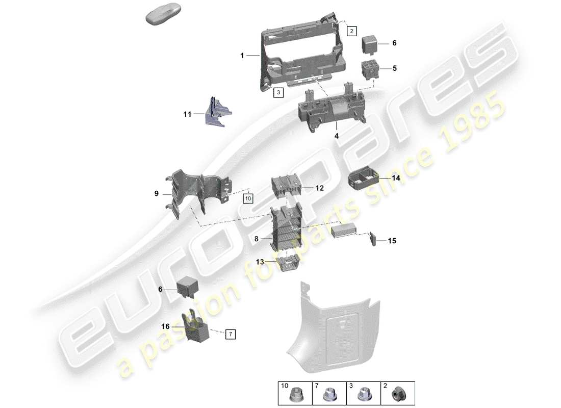 porsche 2020 (718 boxster spyder) fuse box/relay plate part diagram