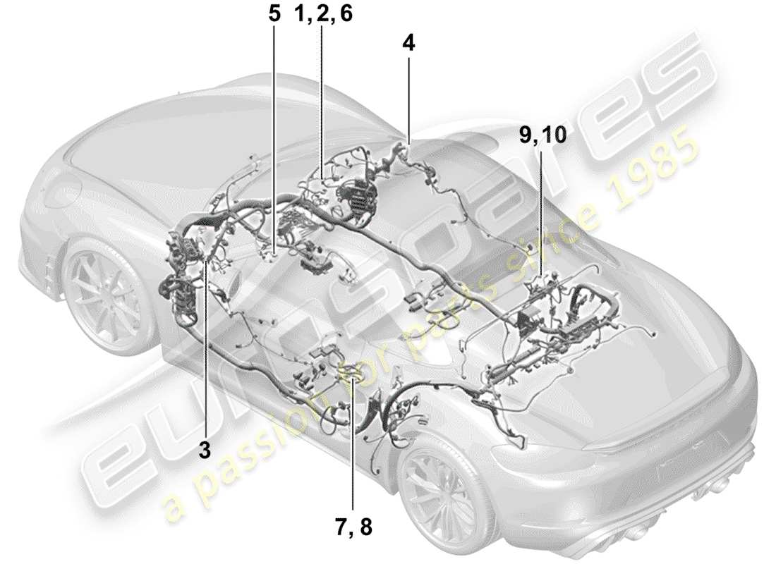 porsche 2020 (718 boxster spyder) wiring harnesses part diagram