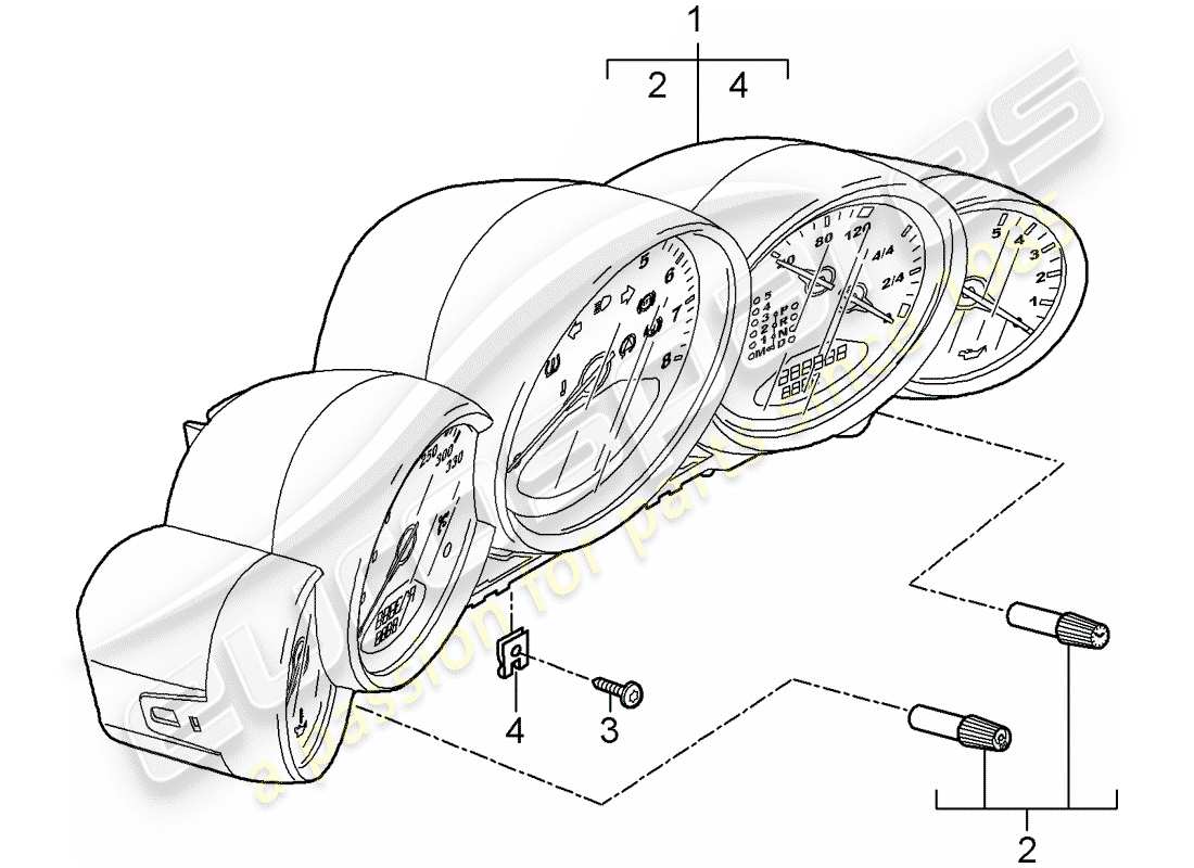 porsche 2011 (997-2 turbo / gt2 rs) instruments part diagram