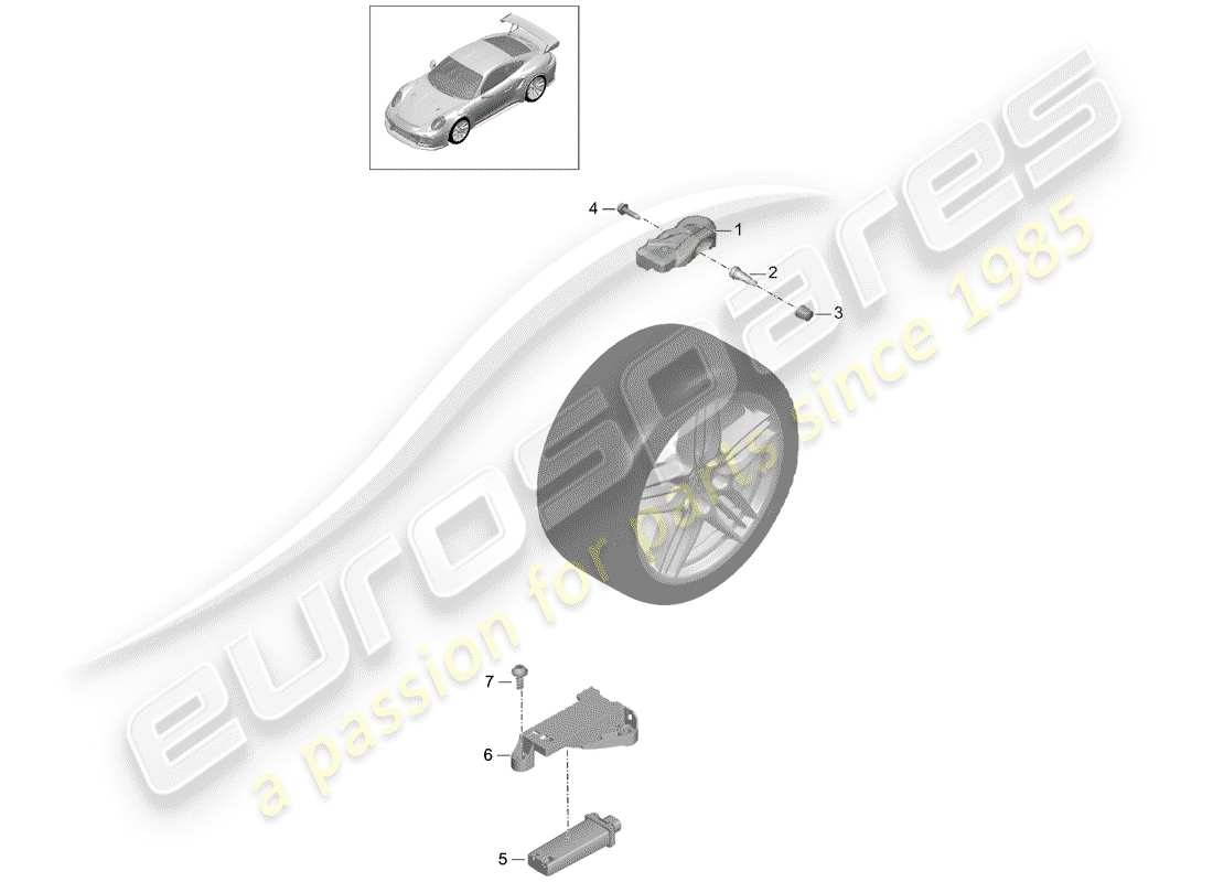 porsche 2020 (991-2 turbo) tire pressure control system part diagram