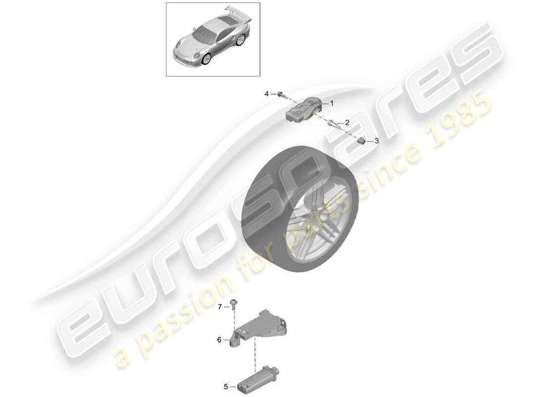 porsche 991 turbo (2020) tire pressure control system parts diagram
