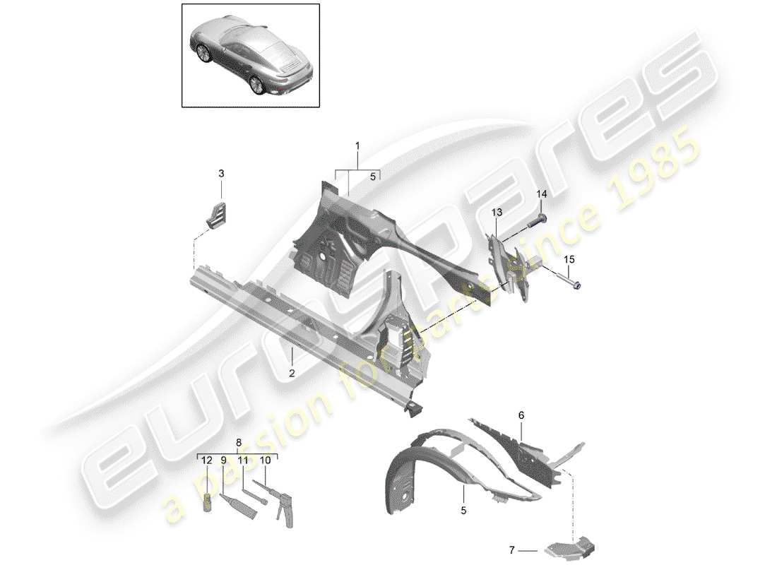 porsche 2020 (991-2 turbo) side panel part diagram
