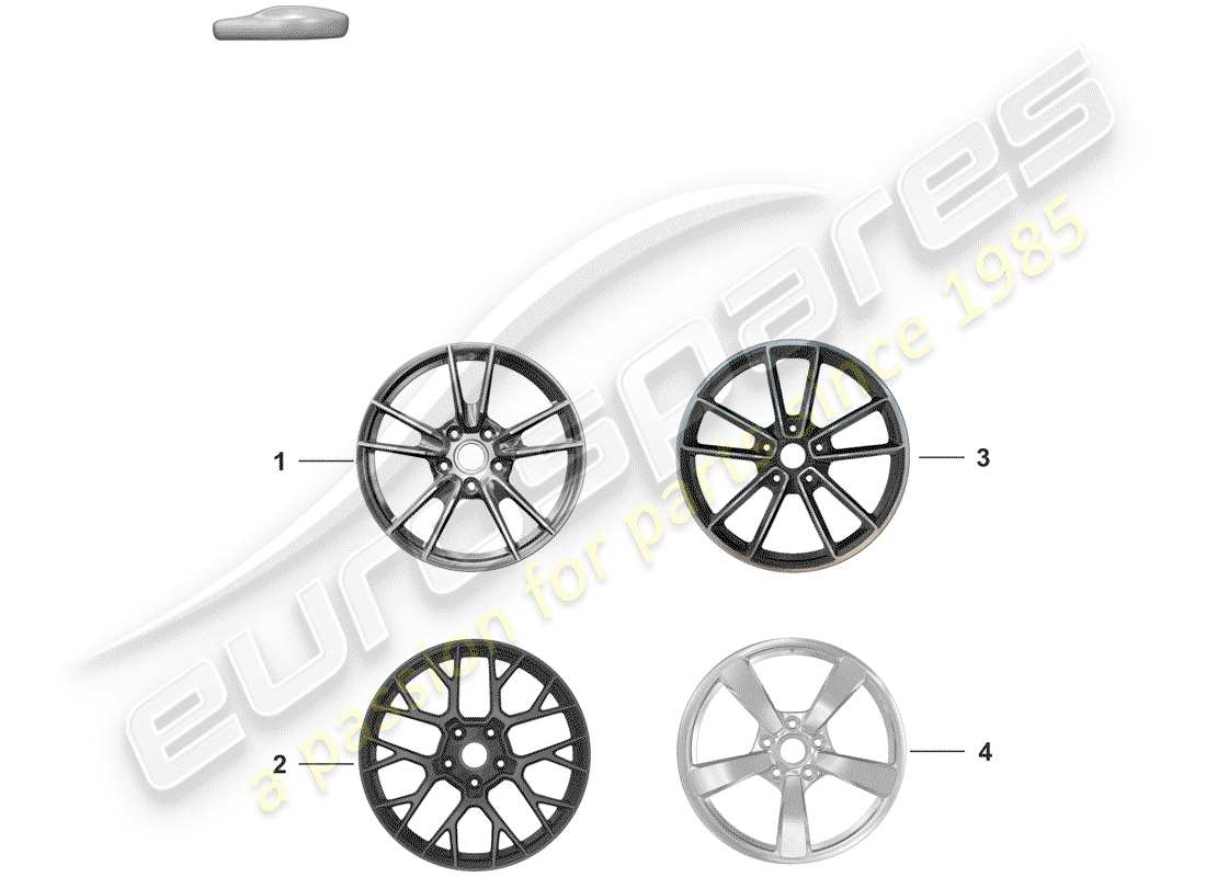 porsche 2019 (992-1) alloy wheel parts diagram