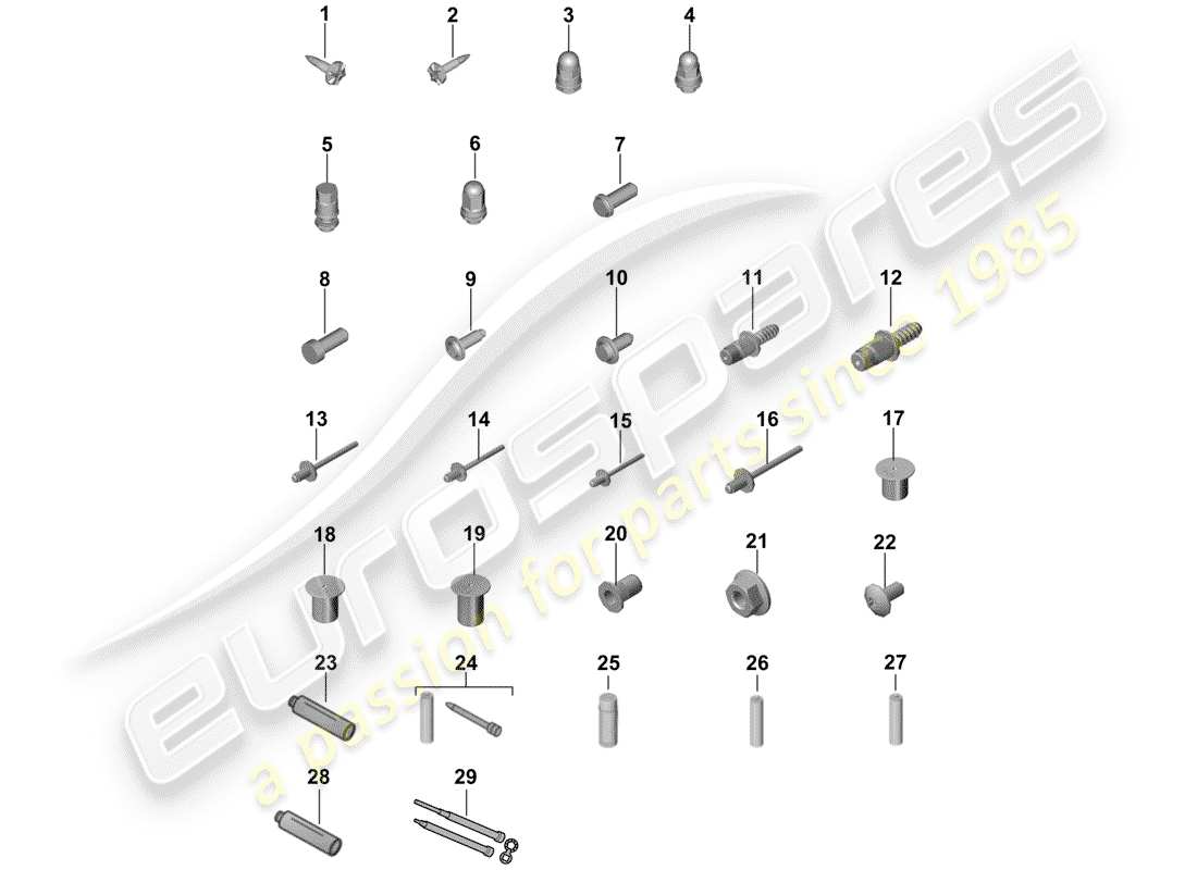 porsche 2020 (cayenne e3 9ya/9yb) fasteners part diagram