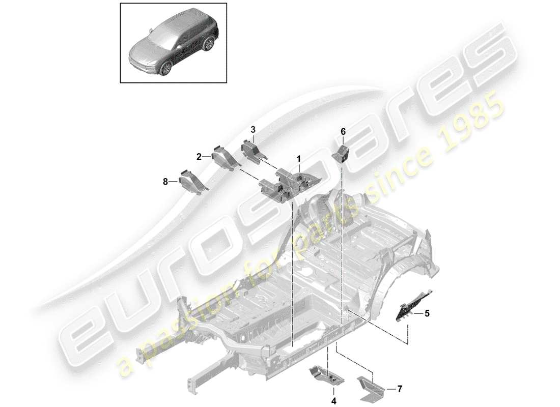 porsche 2020 (cayenne e3 9ya/9yb) floor plates part diagram