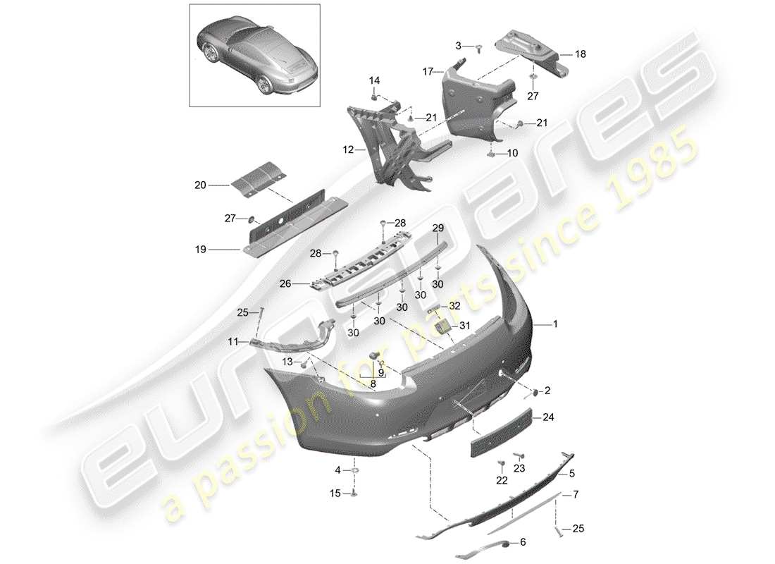 porsche 2015 (991-1) bumper part diagram