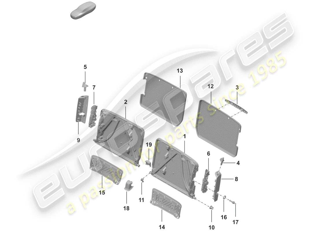 porsche 992 (2019) frame - backrest part diagram