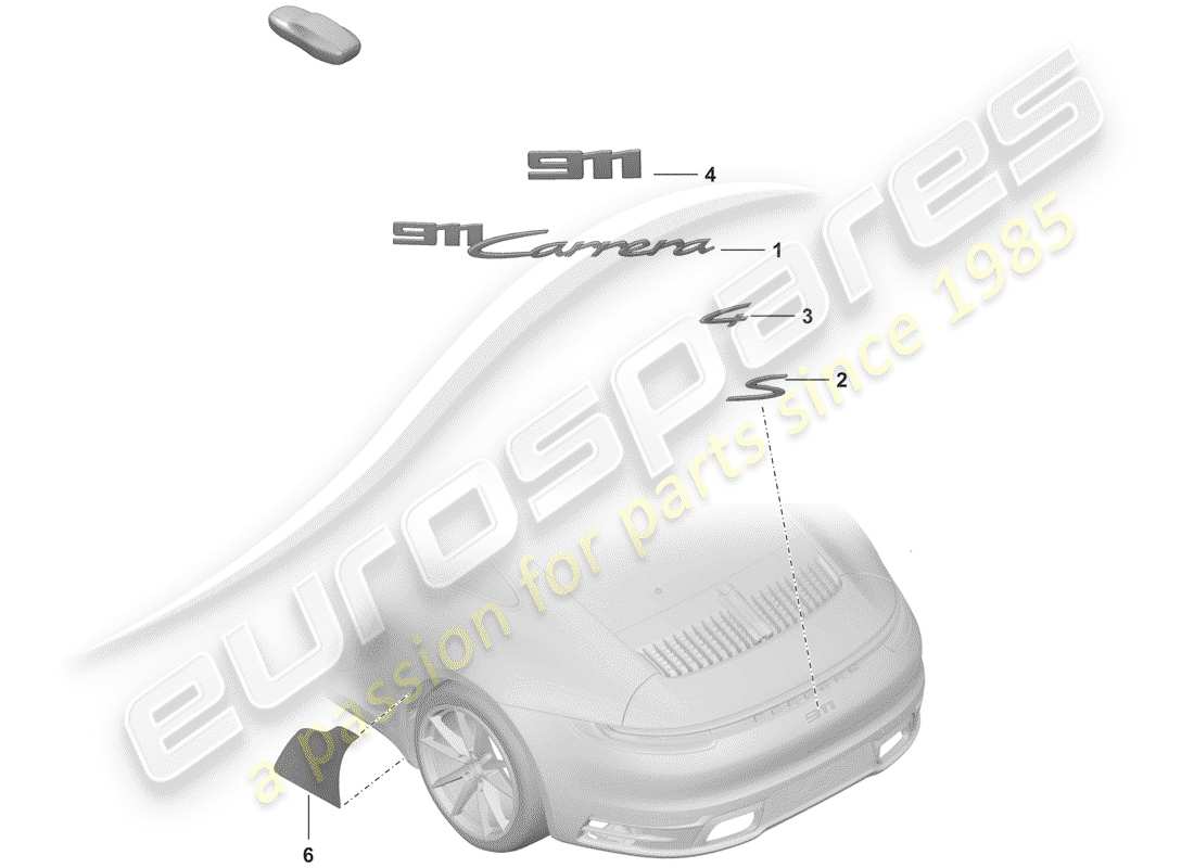 porsche 2019 (992-1) inscription parts diagram