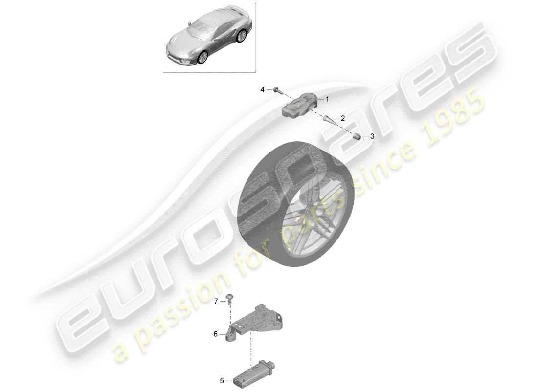 porsche 2020 (991-2 turbo) tire pressure control system part diagram