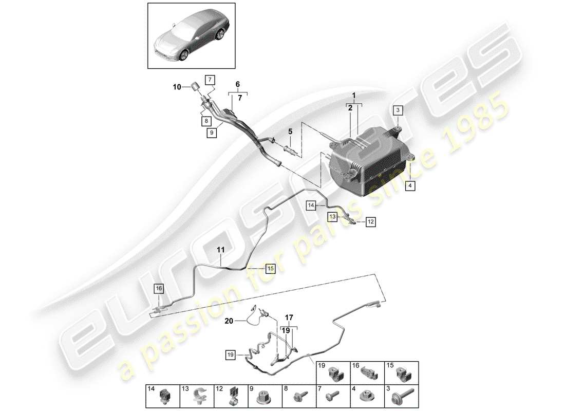porsche 2017 (panamera 971-1) ex. emission control system part diagram
