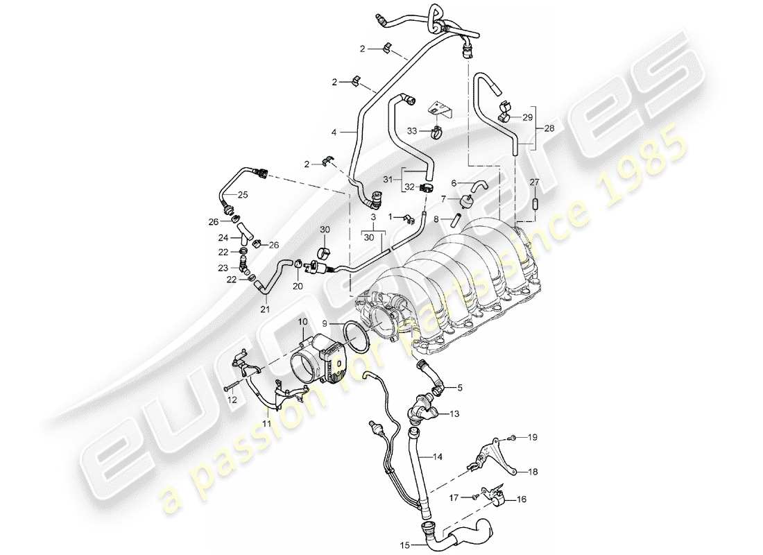 porsche 2003 (cayenne e1 9pa) throttle body part diagram