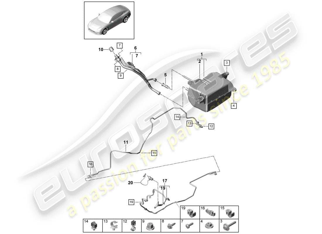 porsche panamera 971 (2018) ex. emission control system part diagram