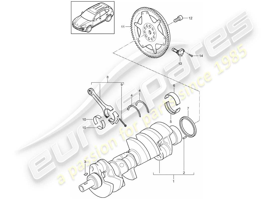 porsche 2018 (cayenne e2 92a) crankshaft parts diagram