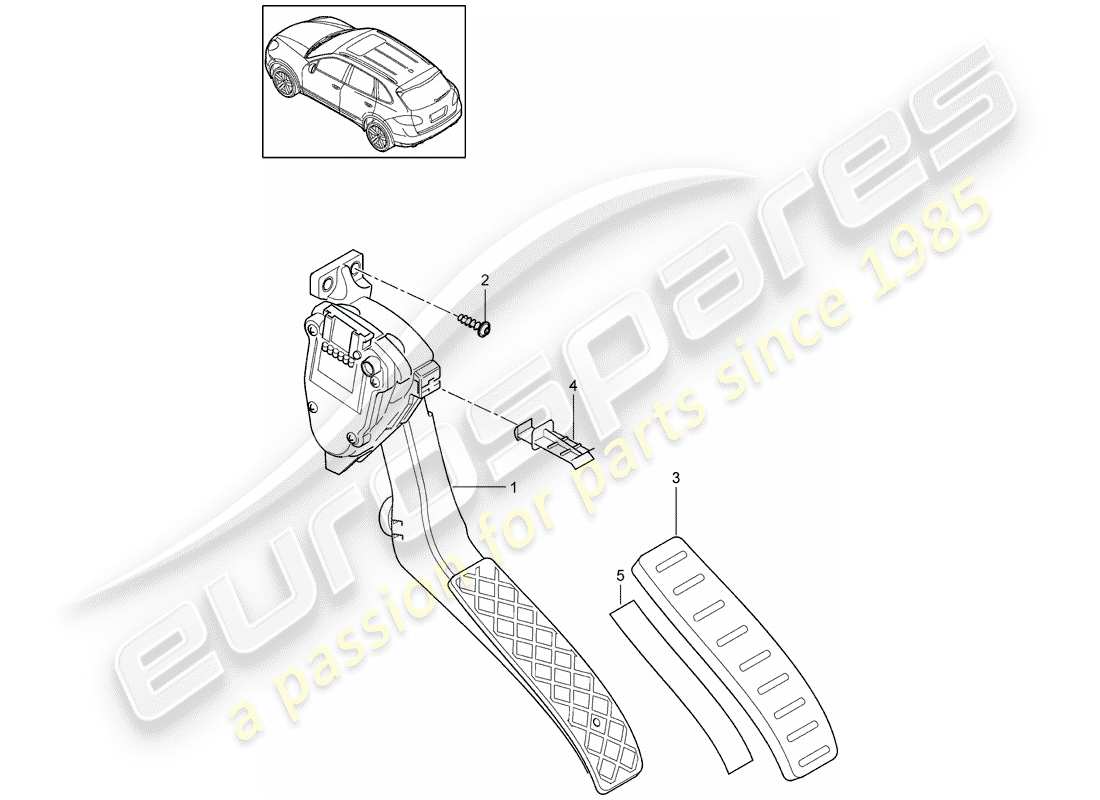 porsche 2018 (cayenne e2 92a) pedals parts diagram