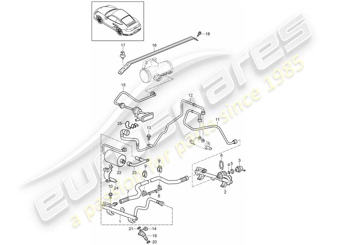 porsche 2012 (997-2 turbo / gt2 rs) fuel collection pipe part diagram