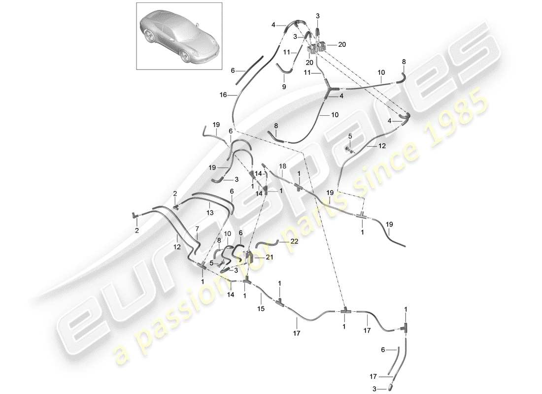 porsche 2014 (991-1) vacuum system part diagram