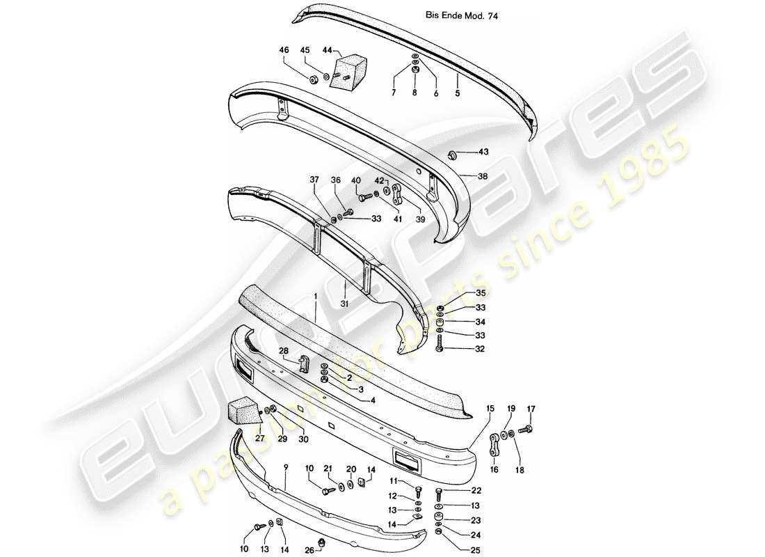 porsche 1974 (914) bumper - d >> - mj 1974 part diagram