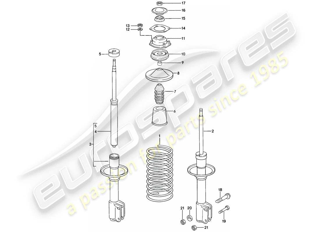porsche 1977 (924) suspension - shock absorber parts diagram