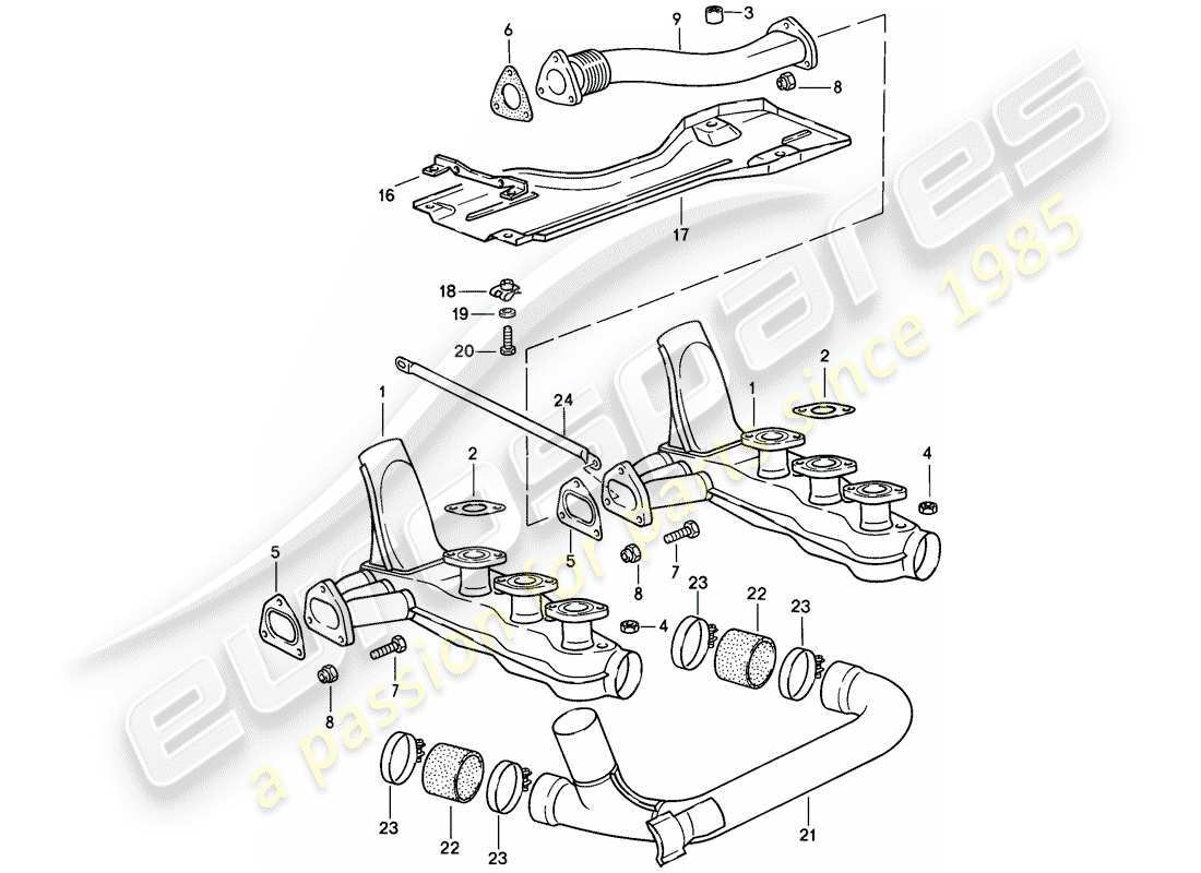 porsche 1987 (911) exhaust system part diagram