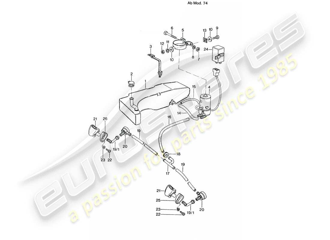 porsche 1974 (914) headlight washer system - d - mj 1974>> part diagram