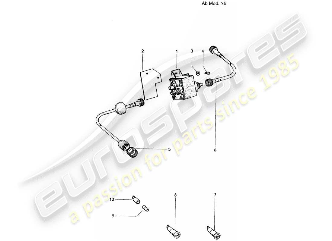 porsche 1972 (914) catalyst - counter switch - warning lamp - d - mj 1975>> part diagram